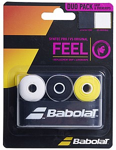 אריזה גריפ (עורית) + אוברגריפ בבולט Syntec Pro + VS Original Babolat Rafa אריזה גריפ (עורית) + אוברגריפ בבולט Syntec Pro + VS Original Babolat Rafa